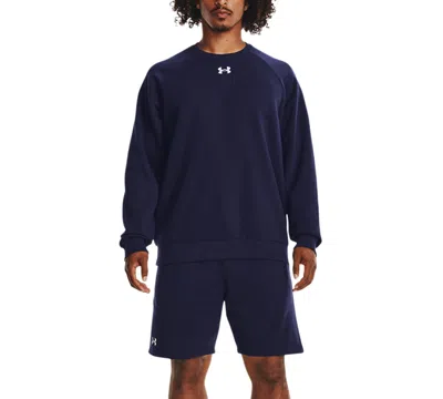 Under Armour Men's Rival Fleece Crewneck Sweatshirt In Navy,wht