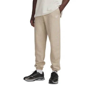 Under Armour Men's Rival Fleece Gym Pants In Timberwolf Taupe Light Heather,white