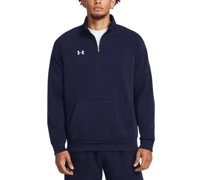 Under Armour Men's Rival Fleece Quarter-zip Pullover In Navy,wht