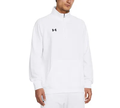 Under Armour Men's Rival Fleece Quarter-zip Pullover In White,black