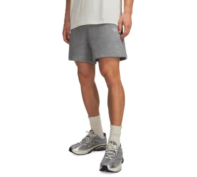 Under Armour Men's Rival Fleece Shorts, 6" Inseam In Castlerock Light Heather,white