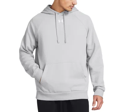 Under Armour Men's Rival Logo Embroidered Fleece Hoodie In Mod Gry,wht