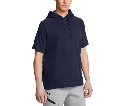 Under Armour Men's Rival Regular-fit Fleece Hooded T-shirt In Black,wht