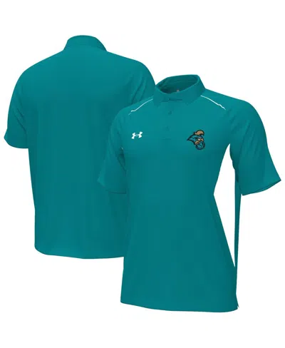 Under Armour Men's Teal Coastal Carolina Chanticleers Sideline Title Performance Polo Shirt In Blue
