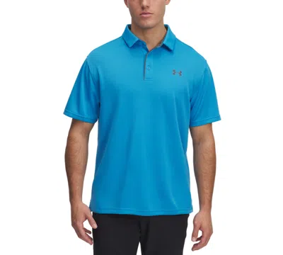 Under Armour Men's Tech Polo T-shirt In Ether Blue,pitch Gray
