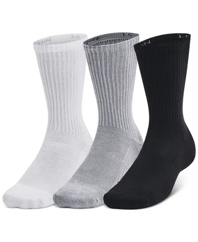 Under Armour Men's Training Cotton 3-pk. Moisture-wicking Crew Socks In Steel