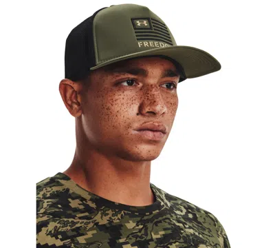 Under Armour Men's Ua Freedom Trucker Cap In Marine Od Green,black,desert Sand