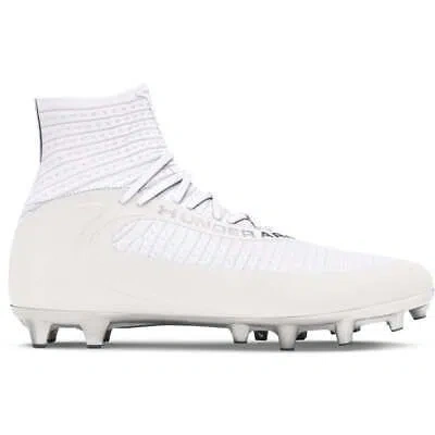 Pre-owned Under Armour Men's Ua Highlight 2 Mc Knit Football Cleats White/white/metallic S In White-white-metallic Silver