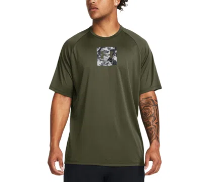 Under Armour Men's Ua Tech Camo-fill Logo Graphic Performance T-shirt In Od Green,white