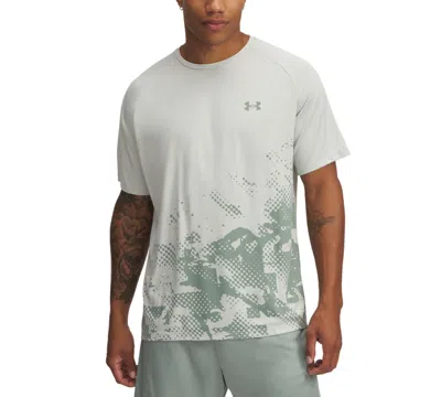 Under Armour Men's Ua Tech Graphic Print T-shirt In Hydro Green,silica Green,silica Gree