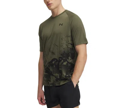 Under Armour Men's Ua Tech Graphic Print T-shirt In Marine Od Green,black,black