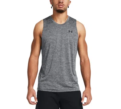 Under Armour Men's Ua Tech Performance Tank In Castlerock Gry,blk