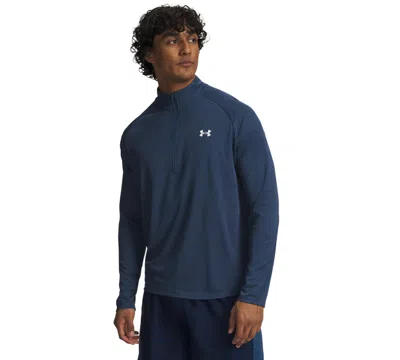 Under Armour Tech Half-zip Long-sleeve Polo Shirt In Blue