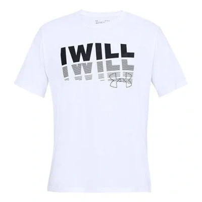 Under Armour Men's  Alphabet Printing Training Sports Short Sleeve White