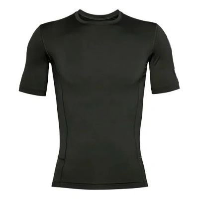 Under Armour Men's  Casual Breathable Round Neck Tight Sports Short Sleeve Green In Black