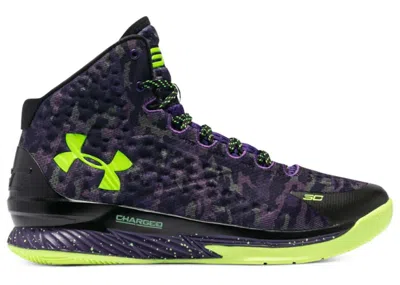 Pre-owned Under Armour Men's  Curry 1 Retro Dark Matter Sneakers In Black/bright Green/purple In Multi