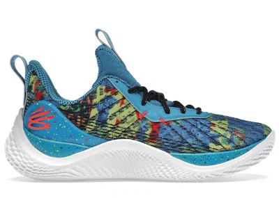Pre-owned Under Armour Men's  Curry 10 Sour Patch Kids Sour Then Sweet Sneakers In Blue/white