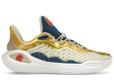 Pre-owned Under Armour Men's  Curry 11 Champions Mindset Sneakers In Lemon Ice/metallic Gold/red