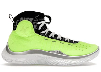 Pre-owned Under Armour Men's  Curry 4 Flotro Diet Starts Monday Sneakers In Quirky Lime/black/metallic Silver