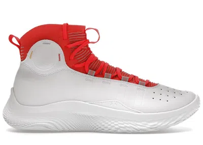 Pre-owned Under Armour Men's  Curry 4 Flotro Sneakers In White/red