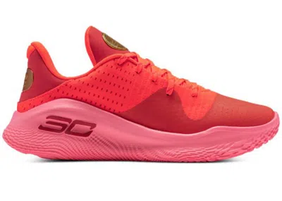 Pre-owned Under Armour Men's  Curry 4 Low Flotro Flooded Sneakers In Red/pink