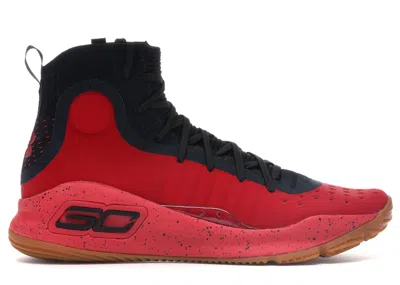 Pre-owned Under Armour Men's  Curry 4 Red Gum Sneakers In Red Rogue/black