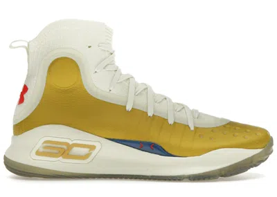 Pre-owned Under Armour Men's  Curry 4 Retro Champions Mindset Sneakers In Lemon Ice/metallic Gold/red