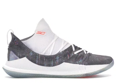 Pre-owned Under Armour Men's  Curry 5 Welcome Home Sneakers In White/neon Coral