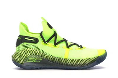 Pre-owned Under Armour Men's  Curry 6 Coy Fish Sneakers In High Vis Yellow/guardian Green