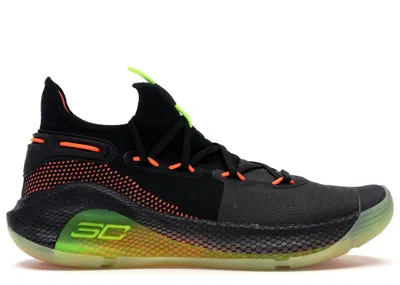 Pre-owned Under Armour Men's  Curry 6 Fox Theatre Sneakers In Black/high Vis Yellow