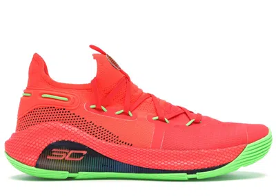 Pre-owned Under Armour Men's  Curry 6 Roaracle Sneakers In Rocket Red/electricity/black