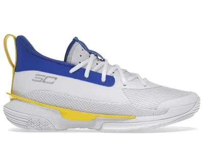 Pre-owned Under Armour Men's  Curry 7 Dub Nation 2 Sneakers In White/royal/yellow