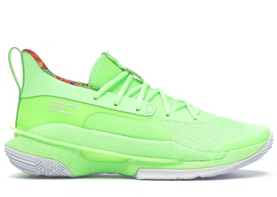 Pre-owned Under Armour Men's  Curry 7 Sour Patch Kids Sneakers In Lime/white In Multi