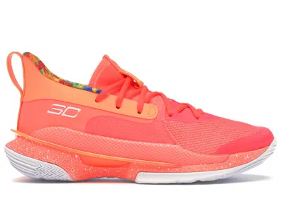 Pre-owned Under Armour Men's  Curry 7 Sour Patch Kids Sneakers In Peach/white In Multi