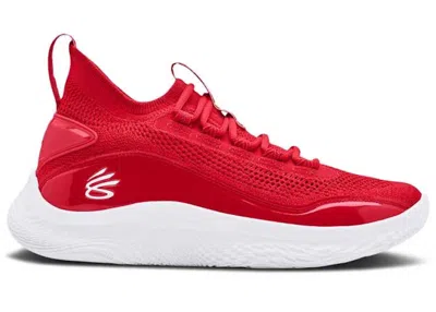Pre-owned Under Armour Men's  Curry Flow 8 Sneakers In Red/white In Multi
