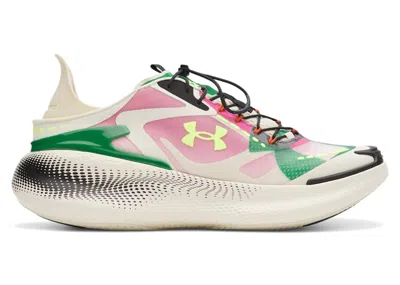 Pre-owned Under Armour Men's  Echo Sneakers In Ivory Dune/virtual Pink/high Vis Yellow