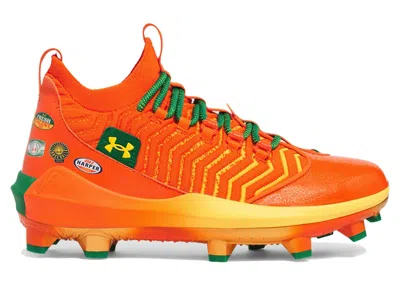 Pre-owned Under Armour Men's  Harper 9 Pro Tpu Bring The Juice Sneakers In Team Orange/vine Green/taxi