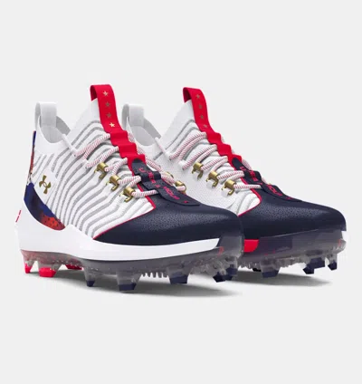 Under Armour Men's  Harper 9 Pro Tpu Usa 3027439-100 White Baseball Cleats Dwa3861 In Multi