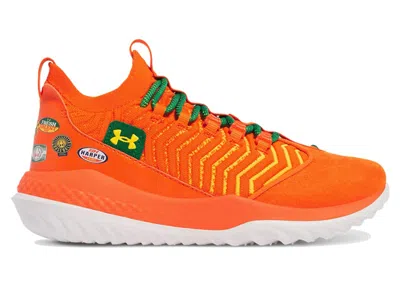 Pre-owned Under Armour Men's  Harper 9 Turf Bring The Juice Sneakers In Team Orange/vine Green/taxi