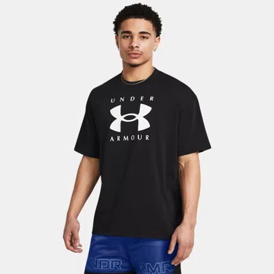 Under Armour Heavyweight Branded Men's Oversized Short Sleeve Black In Black/white