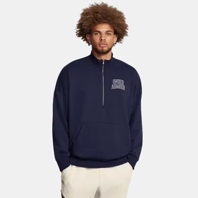 Under Armour Icon Heavyweight Terry Men's Oversized ½ Zip Midnight Navy In Blue