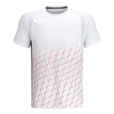 Under Armour Men's  Iso-chill Gradient Stripe Printing Running Sports Short Sleeve White