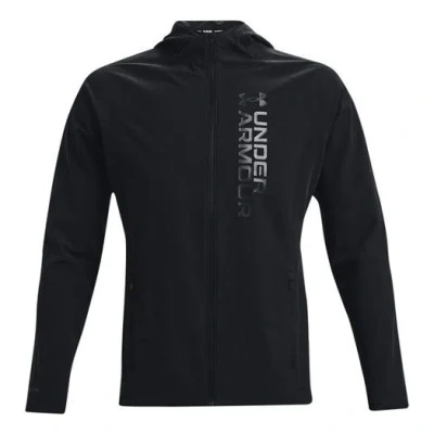 Under Armour Men's  Out The Storm Waterproof Light Woven Running Sports Hooded Jacket Black