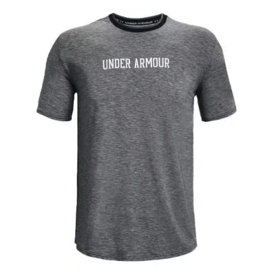 Under Armour Men's  Recover Contrasting Colors Logo Sports Round Neck Short Sleeve Gray