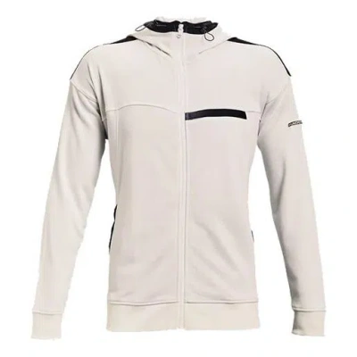 Under Armour Men's  Rival Terry Amp Casual Sports Zipper Hooded Jacket White In Neutral