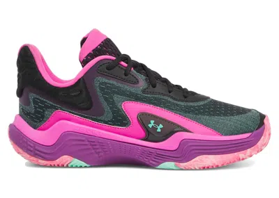 Pre-owned Under Armour Men's  Spawn 7 Hoopnotic Sneakers In Black/andromeda Purple/comet Green