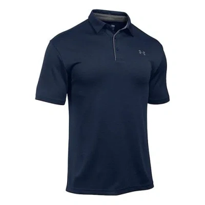 Under Armour Men's  Tech Golf Sports Loose Breathable Short Sleeve Polo Shirt Navy Blue