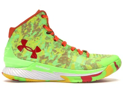 Pre-owned Under Armour Men's  Ua Curry 1 Candy Reign Sneakers In Hyper Green/team Orange In Multi
