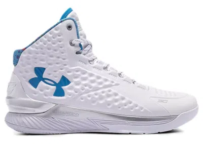 Pre-owned Under Armour Men's  Ua Curry 1 Splash Party (2021) Sneakers In White/metallic Silver/blue