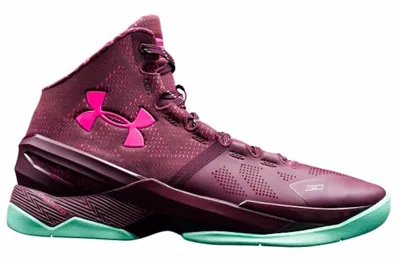 Pre-owned Under Armour Men's  Ua Curry 2 Black History Month Sneakers In Dark Maroon/antifreeze/mojo Pink In Multi